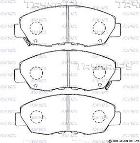 Тормозные колодки Advics передние для Honda Civic VII 2001-2005. Артикул SN870P