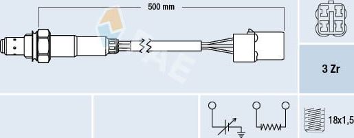 Лямбда-зонд (кислородный датчик) FAE. Артикул 77479