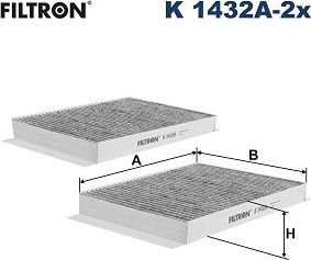 Салонный фильтр Filtron. Артикул K 1432A-2x