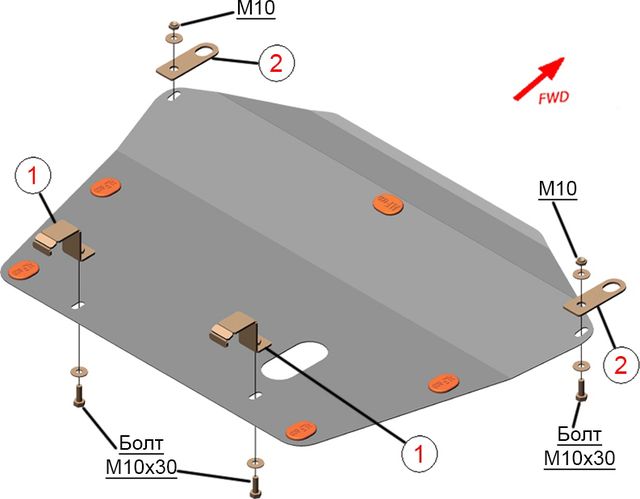 Защита алюминиевая Alfeco для картера и КПП Honda Stream I 4WD 2001-2007. Артикул ALF.09.21 AL4