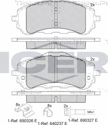 Тормозные колодки Icer передние для Peugeot 308 II 2013-2026. Артикул 182160