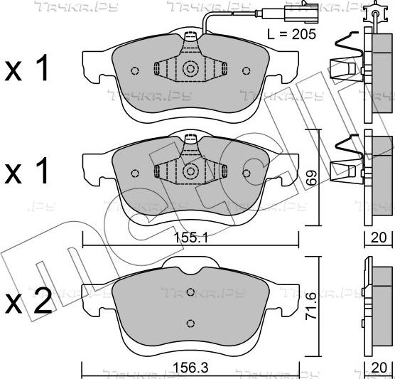 Тормозные колодки Metelli передние для Opel Combo D 2012-2017. Артикул 22-0824-0