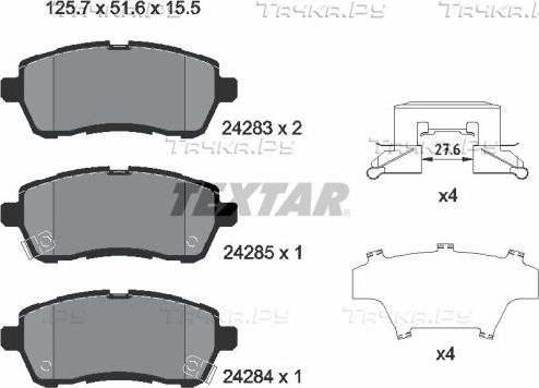 Тормозные колодки Textar передние для Subaru Justy IV 2007-2011. Артикул 2428303