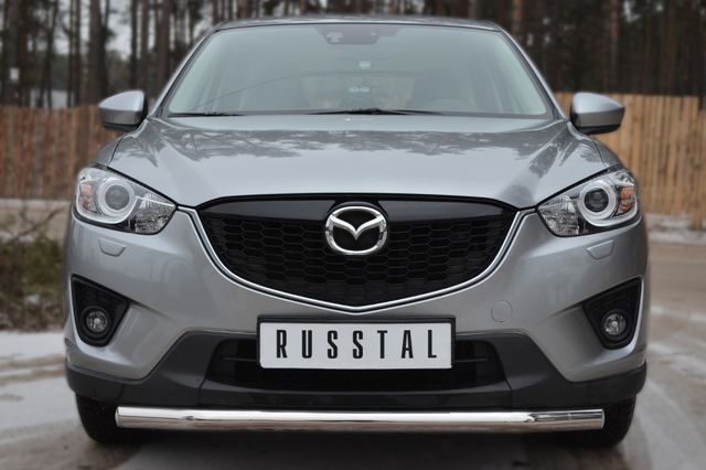 Защита RusStal переднего бампера d63 (секции) для Mazda CX-5 I 2011-2017. Артикул M5Z-001134