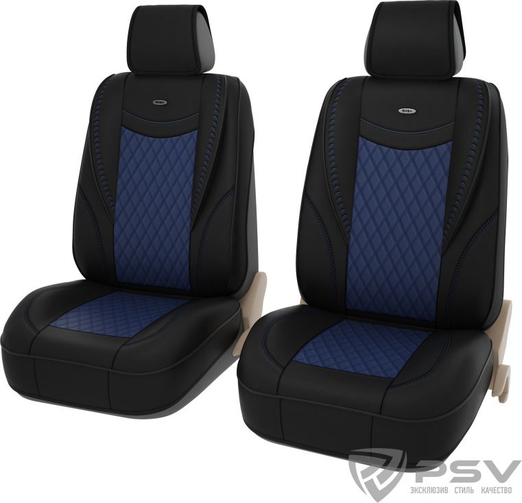 Чехлы-накидки универсальные формованные PSV 2D PREMIUM Era 2 FRONT на сидения, цвет Черно-Синий. Артикул 131856