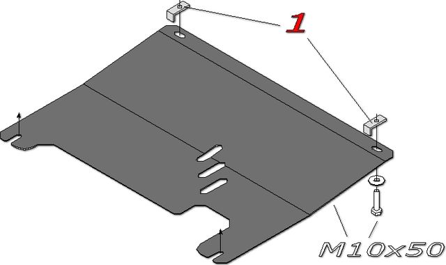 Защита алюминиевая Alfeco для картера и КПП Opel Corsa D 2006-2014. Артикул ALF.16.03 AL4