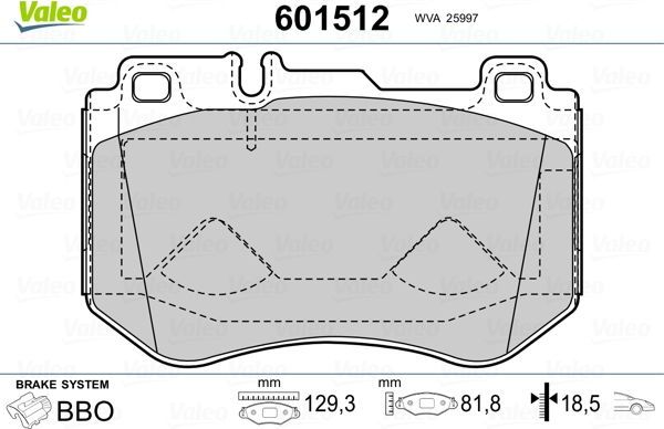 Тормозные колодки Valeo. Артикул 601512