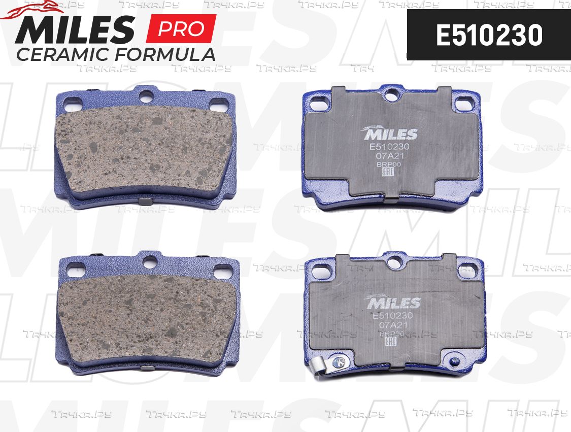 Тормозные колодки Miles (Керамика) для Mitsubishi Pajero Sport III 2015-2026. Артикул E510230