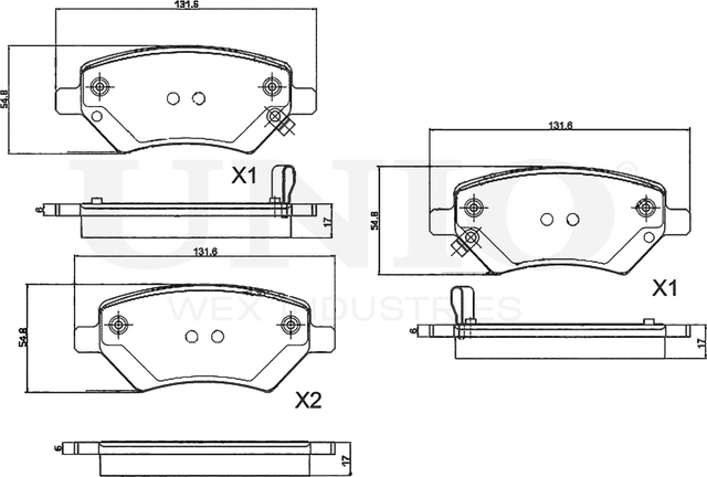 Колодки тормозные дисковые, комплект (Unio). Артикул BRP-20002
