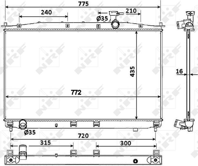 Радиатор охлаждения двигателя NRF (алюминий). Артикул 53942
