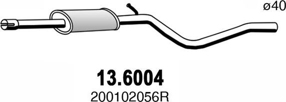 Глушитель (средняя часть) Asso. Артикул 13.6004