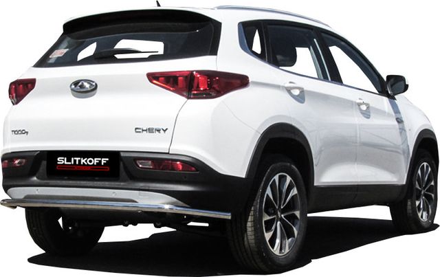 Защита Slitkoff заднего бампера d42 длинная для Chery Tiggo 7 2016-2026. Артикул CT7-007