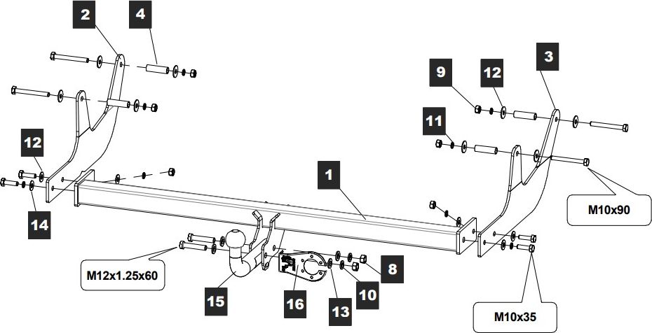 Фаркоп Baltex для Lada Largus, Lada Largus Cross 2012-2026. Артикул 279522