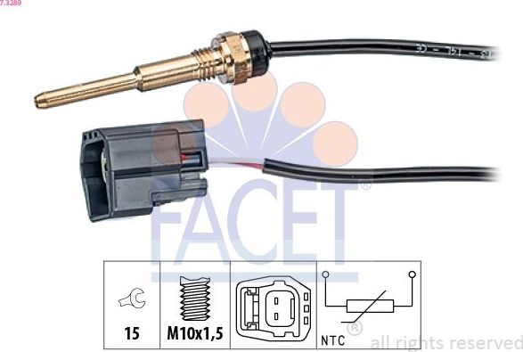 Датчик температуры охлаждающей жидкости Facet Made in Italy - OE Equivalent. Артикул 7.3289