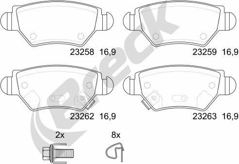 Тормозные колодки Breck. Артикул 23258 00 704 10