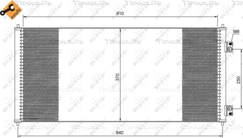 Радиатор кондиционера (конденсатор) NRF (алюминий). Артикул 35651