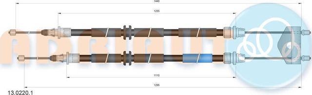 Трос ручника (тросик ручного тормоза) Adriauto. Артикул 13.0220.1