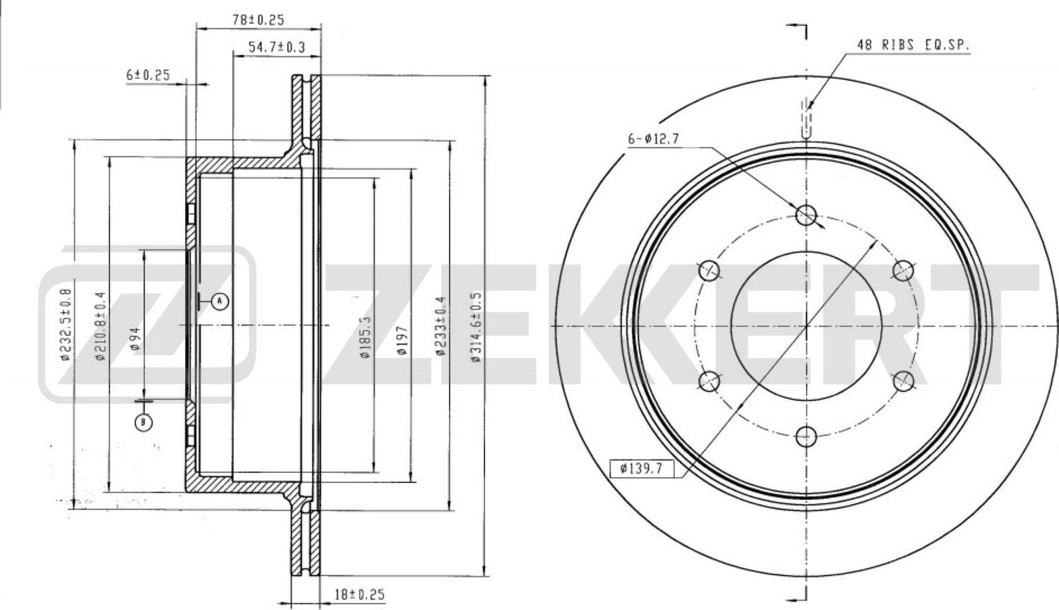 Тормозной диск Zekkert. Артикул BS-5907B