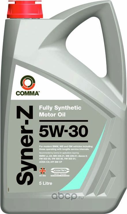 Масло моторное 5W30 COMMA 5л синтетика SYNERZ. Артикул SYZ5L