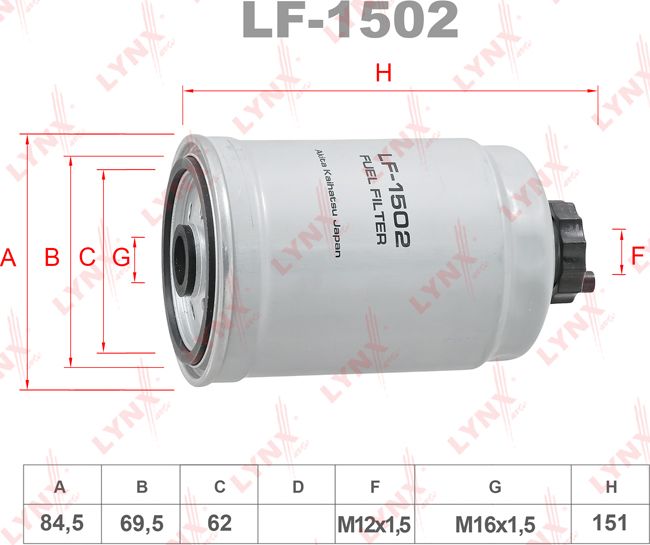 Топливный фильтр LYNXauto. Артикул LF-1502