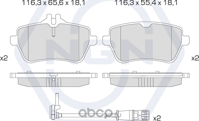 Колодки тормозные керамические, задние (NGN). Артикул 3501243