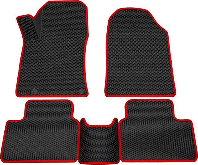 Коврики Rezkon 3D EVA ромб резиновые для салона Kia Ceed III 2018-2026 Красный кант. Артикул 9221005304