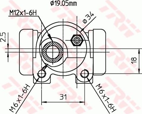 Тормозной цилиндр TRW (Чугун) задний правый для Citroen Saxo 1996-2004. Артикул BWD134