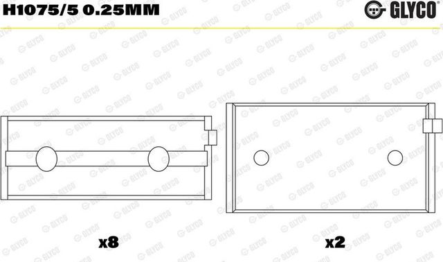 Вкладыши коренные Glyco для Fiat Palio I 1996-2012. Артикул H1075/5 0.25mm