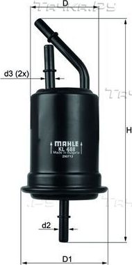 Топливный фильтр Mahle для Kia Rio I 2000-2005. Артикул KL 488