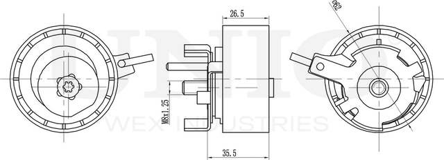 Ролик зубчатого ремня ГРМ натяжной (Unio). Артикул TNS-10309