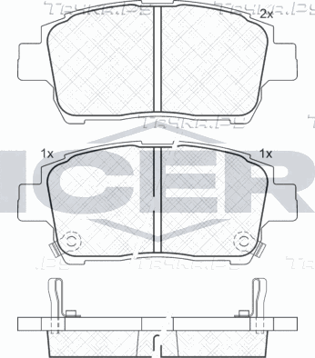 Тормозные колодки Icer передние для Lifan Solano I (620) 2008-2016. Артикул 181386