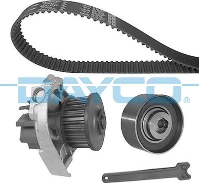 Помпа (водяной насос) с комплектом ремня ГРМ Dayco для Fiat Panda II 2003-2012. Артикул KTBWP5130
