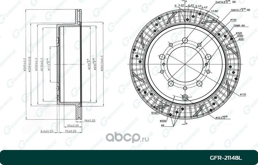 Тормозные диски и барабаны (G-Brake). Артикул GFR21148L