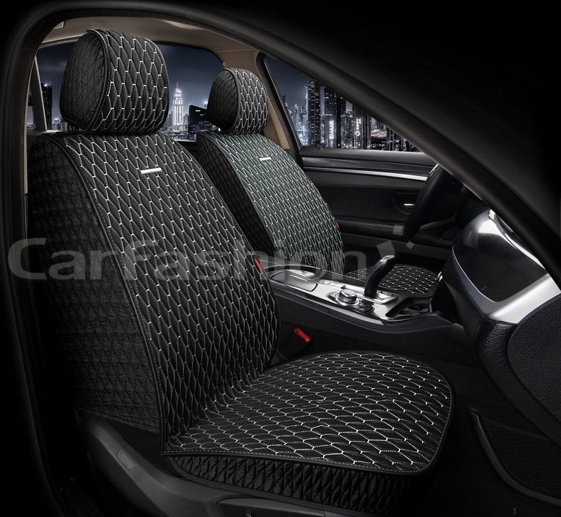 Накидки универсальные CarFashion Iceberg Front на передние сидения авто, цвет Черный/Черный/Светло-серый. Артикул 26191