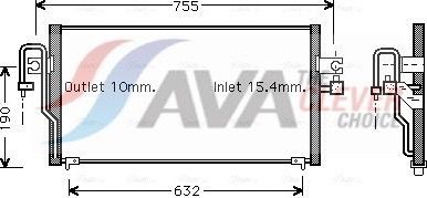 Радиатор кондиционера (конденсатор) AVA (алюминий). Артикул DN5183