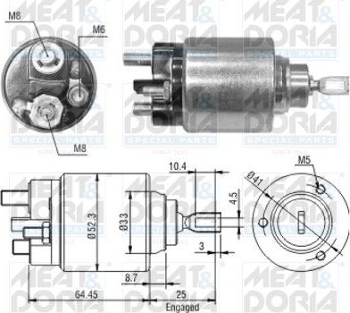 Втягивающее реле стартера Meat & Doria для Ford Puma I 1997-2002. Артикул 46043