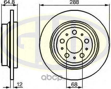 Тормозной диск G.U.D. задний для Volvo V70 II 1999-2008. Артикул GDB112151