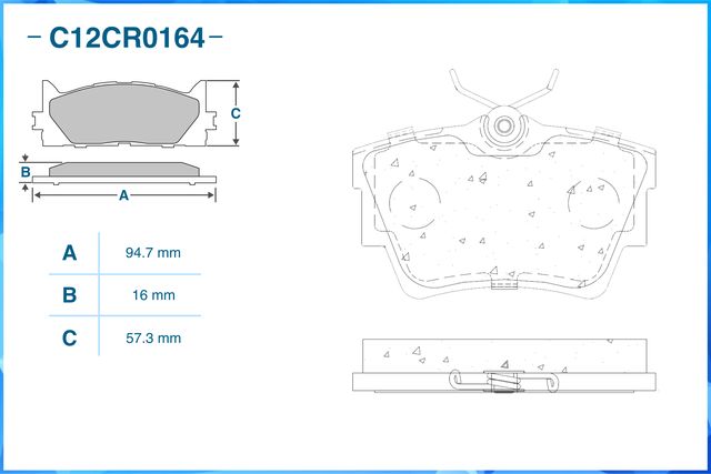 Колодки тормозные задние, Low Metallic, GENERAL MOTORS (Cworks). Артикул C12CR0164