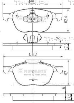 Тормозные колодки Nipparts передние для Ford Focus II 2004-2012. Артикул J3603063