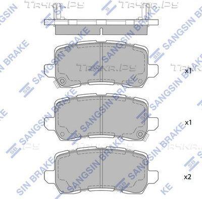 Тормозные колодки Sangsin Hi-Q. Артикул SP4135