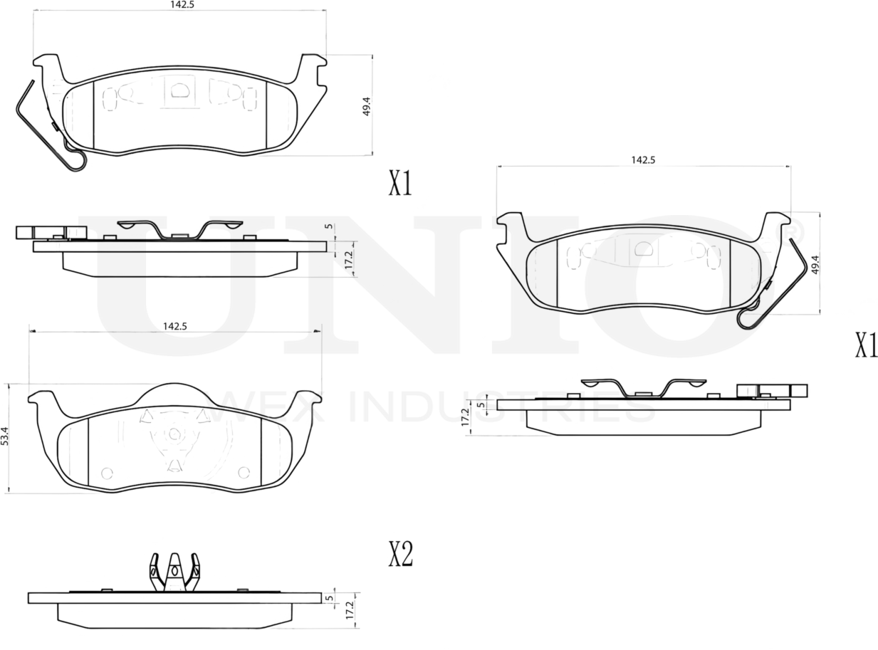 Колодки тормозные дисковые, комплект (Unio). Артикул BRP-20309