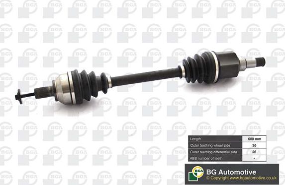 Полуось (привод в сборе, приводной вал) BGA. Артикул DS2321L