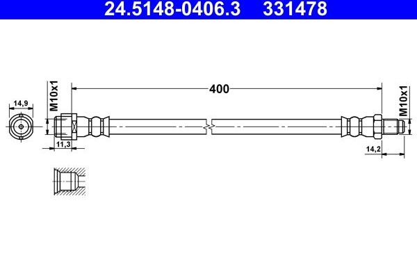 Тормозной шланг ATE. Артикул 24.5148-0406.3