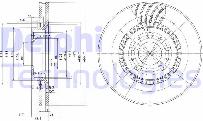 Тормозной диск Delphi. Артикул BG9514