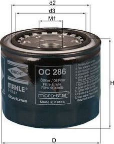 Масляный фильтр Mahle-Knecht. Артикул OC 286