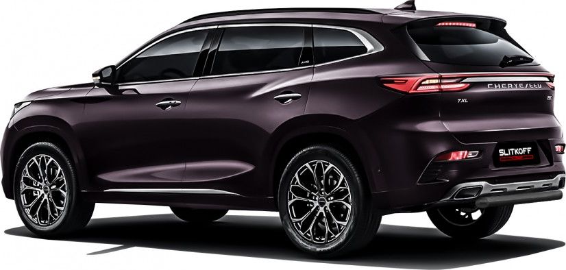 Защита Slitkoff заднего бампера d57 для Exeed TXL 2020-2026 Черная. Артикул CHEX-TXL-008B