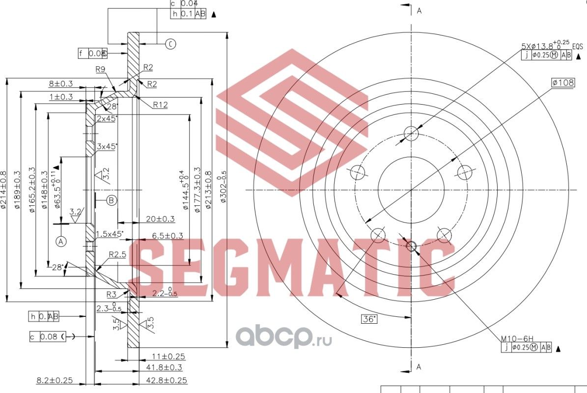 ДИСК ТОРМОЗНОЙ (Segmatic). Артикул SBD30093360