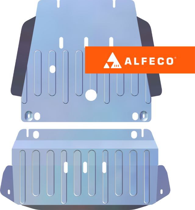 Защита алюминиевая Alfeco (4 мм) для КПП и РК (2 части) Toyota Tacoma Double Cab (N200) 2012-2015. Артикул ALF.24.143 AL4