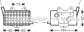 Радиатор масляный (маслоохладитель) для двигателя AVA (алюминий). Артикул MS3294