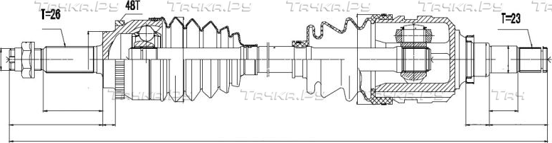 Полуось (привод в сборе, приводной вал) NTY для Toyota Corolla Verso I 2001-2004. Артикул NPW-TY-056